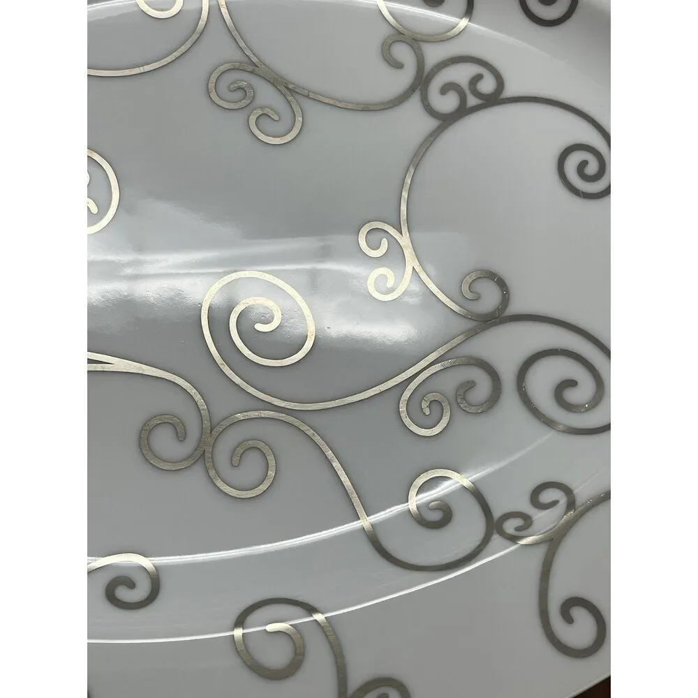 LS Collection Sevilla By Vicente Wolf Metallic Scrolls Serving Platter 10x14”
